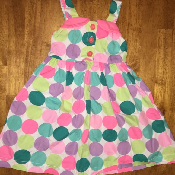 NWT Toddler Girls 2T 3T White Pink Blue Yellow Green Dot Summer Dress Sundress